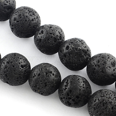 14mm Black Round Lava Beads