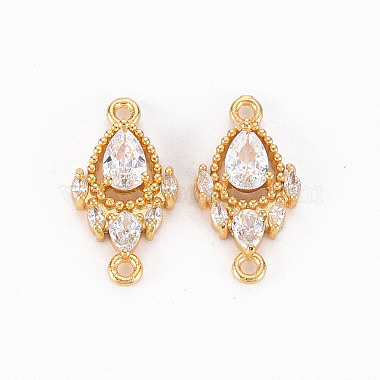 Real 18K Gold Plated Clear Teardrop Brass+Cubic Zirconia Links