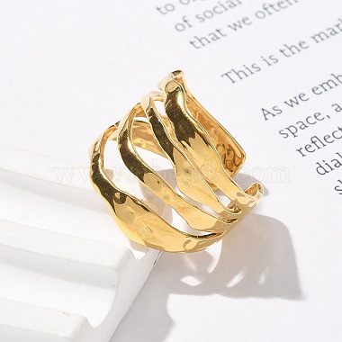 304 Stainless Steel Multilayer Open Cuff Rings for Women(RJEW-Z077-01G-05)-3