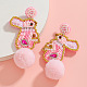 Easter Plastic & Cloth & Glass Dangle Stud Earrings(FS-WG10DBA-01)-3