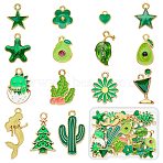 30Pcs 15 Styles Alloy Enamel Pendants, Golden, Mixed Shapes, 8~29x6.5~15x1~3mm, Hole: 1.4~1.8mm, 2pcs/style(ENAM-SZ0003-73)
