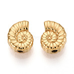 Textured 304 Stainless Steel Spacer Beads, Shell Shape, Real 14K Gold Plated, 9x7x4mm, Hole: 1.5mm(STAS-T072-16G)