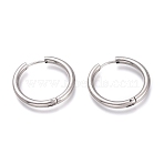 Tarnish Resistant 201 Stainless Steel Huggie Hoop Earrings, with 304 Stainless Steel Pin, Hypoallergenic Earrings, Ring, Stainless Steel Color, 9 Gauge, 26x3mm, Pin: 1mm(EJEW-L256-05G-P)