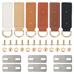 6 Bags 6 Styles Alloy D Ring Clasps with PU Leather Tab, Screw Rivet & Shim, Suspension Clasp for DIY Bag Handle Accessories, Golden, Mixed Color, 9.2x2.7x0.65cm, 1 bag/style(FIND-FH0017-23)