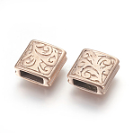 316 Surgical Stainless Steel Slide Charms, Square, Rose Gold, 10x10x4mm, Hole: 2.5x6mm(STAS-F195-084RG)