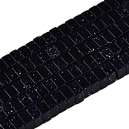 Synthetic Blue Goldstone Beads Strands, Square, 2.5x2.5x1.5mm, Hole: 0.8mm, about 225~245pcs/strand, 14.92~15.39 inch(37.9~39.1cm)(G-N342-68)