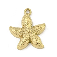 Ion Plating(IP) 304 Stainless Steel Pendants, Starfish Charm, Real 18K Gold Plated, 23x19x4mm, Hole: 2mm(STAS-I307-519G)