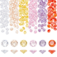 Elite 120Pcs 6 Colors Cubic Zirconia Cabochons, Grade A, Faceted, Diamond, Mixed Color, 5x3mm(ZIRC-PH0001-14)