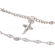 Alloy Double Layer Necklaces for Women, Cross Pendant Necklaces, Platinum, 13.98 inch(35.5cm)(NJEW-L123-01P)