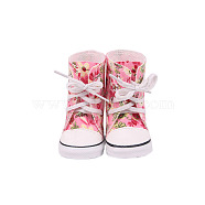 PU Leather Doll Shoes, for 18 "American Girl Dolls Accessories, Floral Pattern, Pearl Pink, 70~75x40~45mm(DOLL-PW0006-048J)