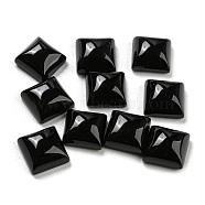 Natural Black Onyx Cabochons, Dyed & Heated, Square, 6x6x3mm(G-P513-03A-01)