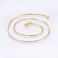 304 Stainless Steel Snake Chain Necklaces, with Lobster Claw Clasps, Golden, 15.7 inch(40cm), 1.4mm(X-NJEW-F221-05G)