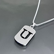 Titanium Steel Box Chain Necklaces, Rectangle with Letter Pendant Necklaces (YT2090-21)