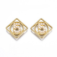 Rack Plating Alloy CAbochons, with ABS Plastic Imitation Pearl Beads, Cadmium Free & Lead Free, Rhombus with Number 5, Light Gold, Num.6, 19.5x19.5x2.5mm, Side Length: 14.5mm(PALLOY-S132-221-RS)