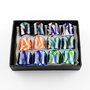 Handmade Silver Foil Lampwork Wide Band Rings, Mixed Color, 17~19mm, about 12pcs/box(RJEW-Q150-M02-B)