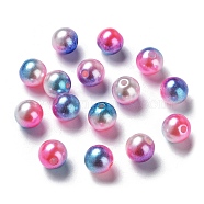 Rainbow ABS Plastic Imitation Pearl Beads, Gradient Mermaid Pearl Beads, Round, Royal Blue, 9.5~10x9mm, Hole: 1.6mm, about 1000pcs/500g(OACR-Q174-10mm-14)