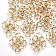Brass Filigree Joiners Links, Real 18K Gold Plated, 26x22x3mm(KK-T035-84)