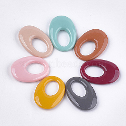 Opaque Acrylic Pendants, Oval, Mixed Color, 32.5x22.5x5.5mm, Hole: 15x10mm(X-OACR-T011-89)