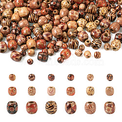 300Pcs 3 Style Wooden Beads, Large Hole Beads, Rondelle, BurlyWood, 100pcs/style(WOOD-PJ0001-04)