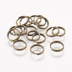 Iron Split Rings, Double Loops Jump Rings, Cadmium Free & Nickel Free & Lead Free, Antique Bronze, 8x1.4mm, about 6.6mm inner diameter, about 7000pcs/1000g(JRDAB8mm-NF)