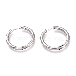 Tarnish Resistant 201 Stainless Steel Huggie Hoop Earrings, with 304 Stainless Steel Pin, Hypoallergenic Earrings, Ring, Stainless Steel Color, 9 Gauge, 26x3mm, Pin: 1mm(EJEW-L256-05G-P)