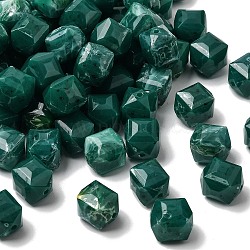 Opaque Acrylic Imitation Gemstone Beads, Faceted Table Cut Cube, Teal, 11.5~12x11.5~12x13mm, Hole: 1.8mm, about 400pcs/500g(OACR-G061-03F)