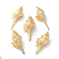 Electroplated Natural Conch Shell Big Pendants, Shell Shape Charms, Golden, 52~70x26~29x21~24mm, Hole: 1.8mm(SSHEL-B002-01G-02)