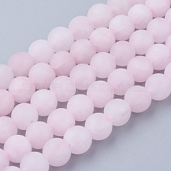 Natural Rose Quartz Bead Strands, Round, Frosted, 8~8.5mm, Hole: 1mm, about 45~47pcs/strand, 14.9 inch(38cm)(G-G735-59F-8mm)