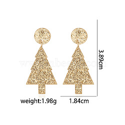 Christmas Alloy Dangle Stud Earrings, with Acrylic & Resin & Cloth, Golden, Christmas Tree, 38.90x18.40mm(FS-WGC5D36-26)