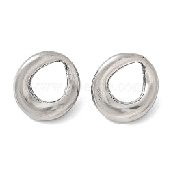 304 Stainless Steel Stud Earring, Ring, Stainless Steel Color, 18x19mm, Pin: 0.8x11mm(STAS-C117-11P)