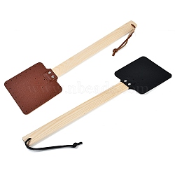 PU Leather Flyswatter, with Cottonwwod Handle, Mixed Color, 57x11x0.35~0.95cm, 2 colors, 1pc/color, 2pcs/set(AJEW-GA0001-91)