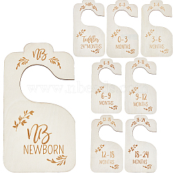 1 Set Wooden Closet Divider, Hanging Organizer Signs, PapayaWhip, 178x96x2mm, Inner Diameter: 50mm, 8pcs/set(WOOD-CP0001-04)