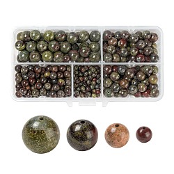340Pcs 4 Style Natural Dragon Blood Beads, Round, 4mm/6mm/8mm/10mm, Hole: 1mm(G-LS0001-53)