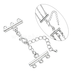 Brass Chain Extender and Lobster Claw Clasps, Necklace Layering Clasps, Lead Free, Cadmium Free and Nickel Free, Platinum, 47mm, S Hook Clasp: 6x16mm, 1/3 Links: 12x22mm(KK-E259-N-NR)