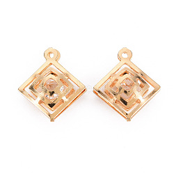 Rack Plating Eco-Friendly Iron Pendants, with Crystal Rhinestone, Cadmium Free & Nickel Free & Lead Free, Rhombus, Light Gold, 17x14.5x5mm, Hole: 1.2mm(IFIN-Q133-029-NR)