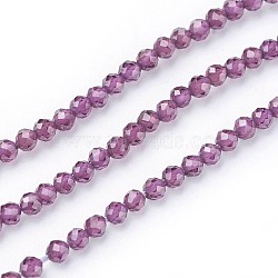 Natural Garnet Beads Strands, Faceted, Round, 2~2.5mm, Hole: 0.5mm, about 180~200pcs/strand, 14.5~16.1 inch(37~41cm)(G-F619-22-2mm)