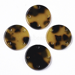 Cellulose Acetate(Resin) Chandelier Component Links, Flat Round, Goldenrod, 17.5x2.5mm, Hole: 1.5mm(KY-S158-65A-A01)