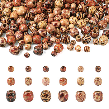 300Pcs 3 Style Wooden Beads, Large Hole Beads, Rondelle, BurlyWood, 100pcs/style