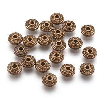 Tibetan Spacer Beads, Antique Bronze, Lead Free & Nickel Free & Cadmium Free, 8mm in diameter, 4mm thick, hole: 1.5mm
