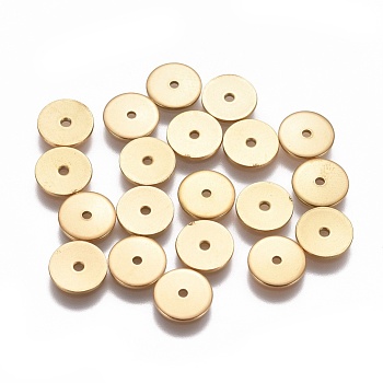 Ion Plating(IP) 304 Stainless Steel Spacer Beads, Flat Round, Golden, 8x0.8mm, Hole: 1.2mm