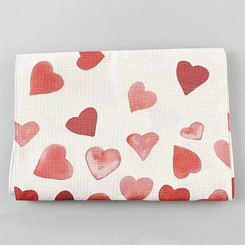 Valentine's Day Heart Pattern Linen Table Runner, for Table Decoration, Red, 2840x340x1mm