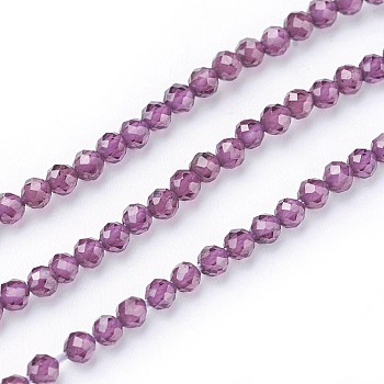 Natural Garnet Beads Strands, Faceted, Round, 2~2.5mm, Hole: 0.5mm, about 180~200pcs/strand, 14.5~16.1 inch(37~41cm)