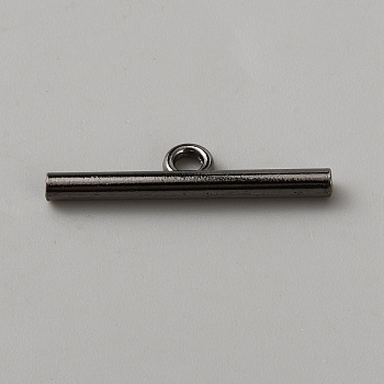 Alloy Toggle Clasps Bar, Gunmetal, 7x30x3mm, Hole: 2.5mm