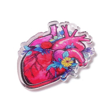Valentine's Day Opaque Printed Acrylic Pendants for Earrings Making(MACR-M037-01B)-3