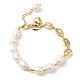 Rack Plating Brass Heart Charm Bracelet with Natural Pearl Beaded Chains(BJEW-G671-01G)-1