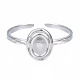 304 Stainless Steel Open Cuff Finger Ring Cabochon Settings(STAS-T060-11P)-1