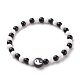 Polymer Clay Yin Yang & Acrylic Round Beaded Stretch Bracelet for Women(BJEW-JB08529)-1