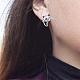 925 Sterling Silver Cute Cat Stud Earrings Half Huggie Hoop Earrings Zircon Stud Earrings Lovely Animal Ear Jewelry Gift for Women(JE1069A)-5