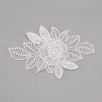 Milk Fiber Lace Embroidery Costume Accessories, Applique Patch, Sewing Craft Decoration, with Imitation Pearl, 3D Flower, White, 85x135x7mm(DIY-WH0019-51)