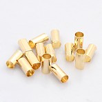 Column Brass Beads, Large Hole Beads, Cadmium Free & Lead Free, Golden, 10x5mm, Hole: 4.5mm(KK-G250-G)